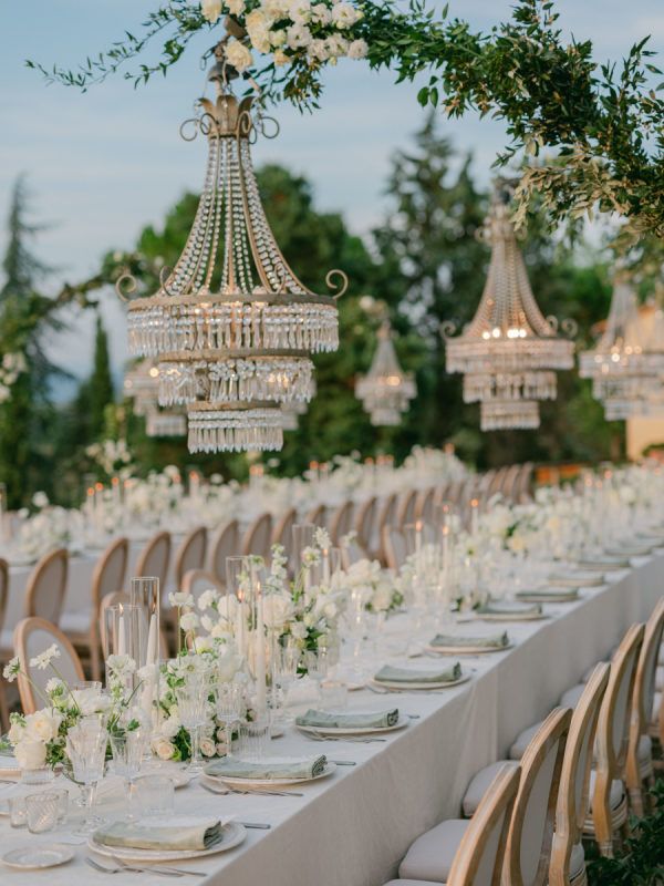 Chandeliers, Lush White Blooms and Limoncello at Villa Petriolo