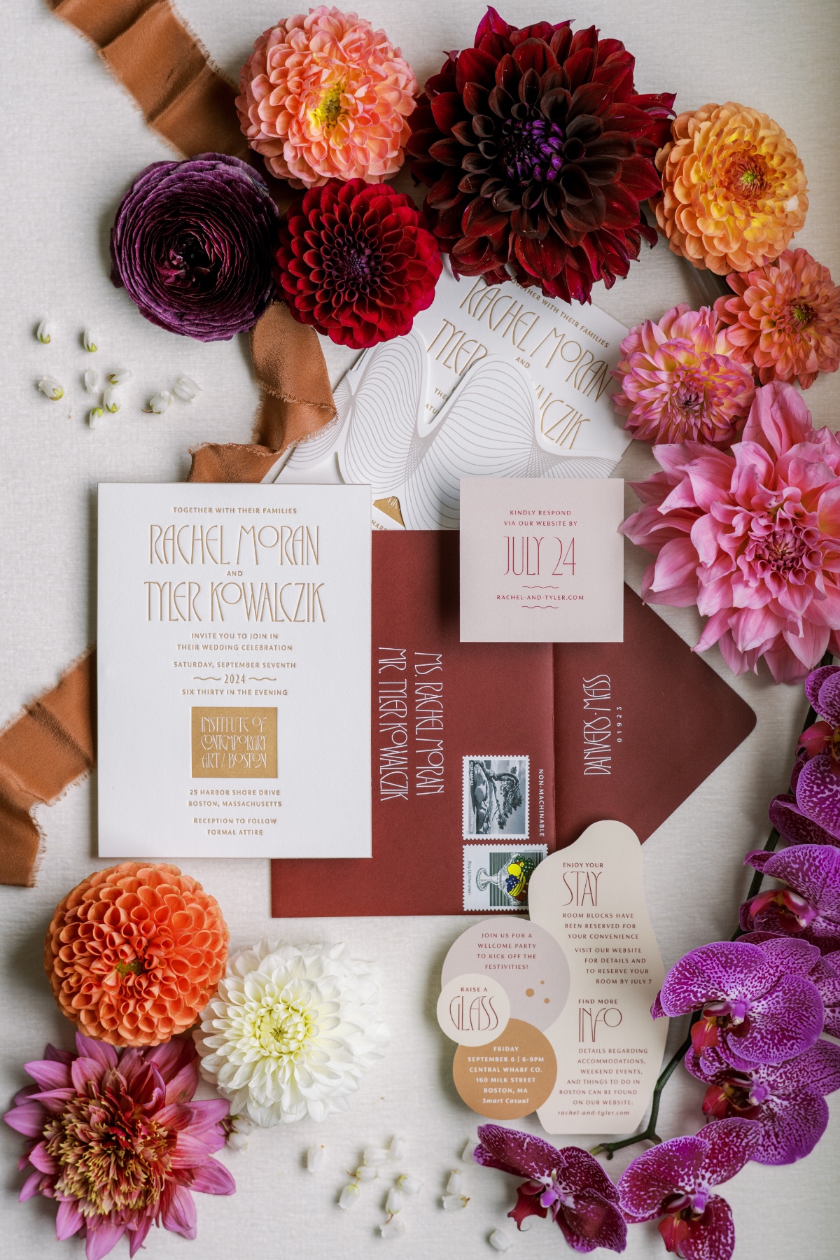 modern mauve wedding invitations