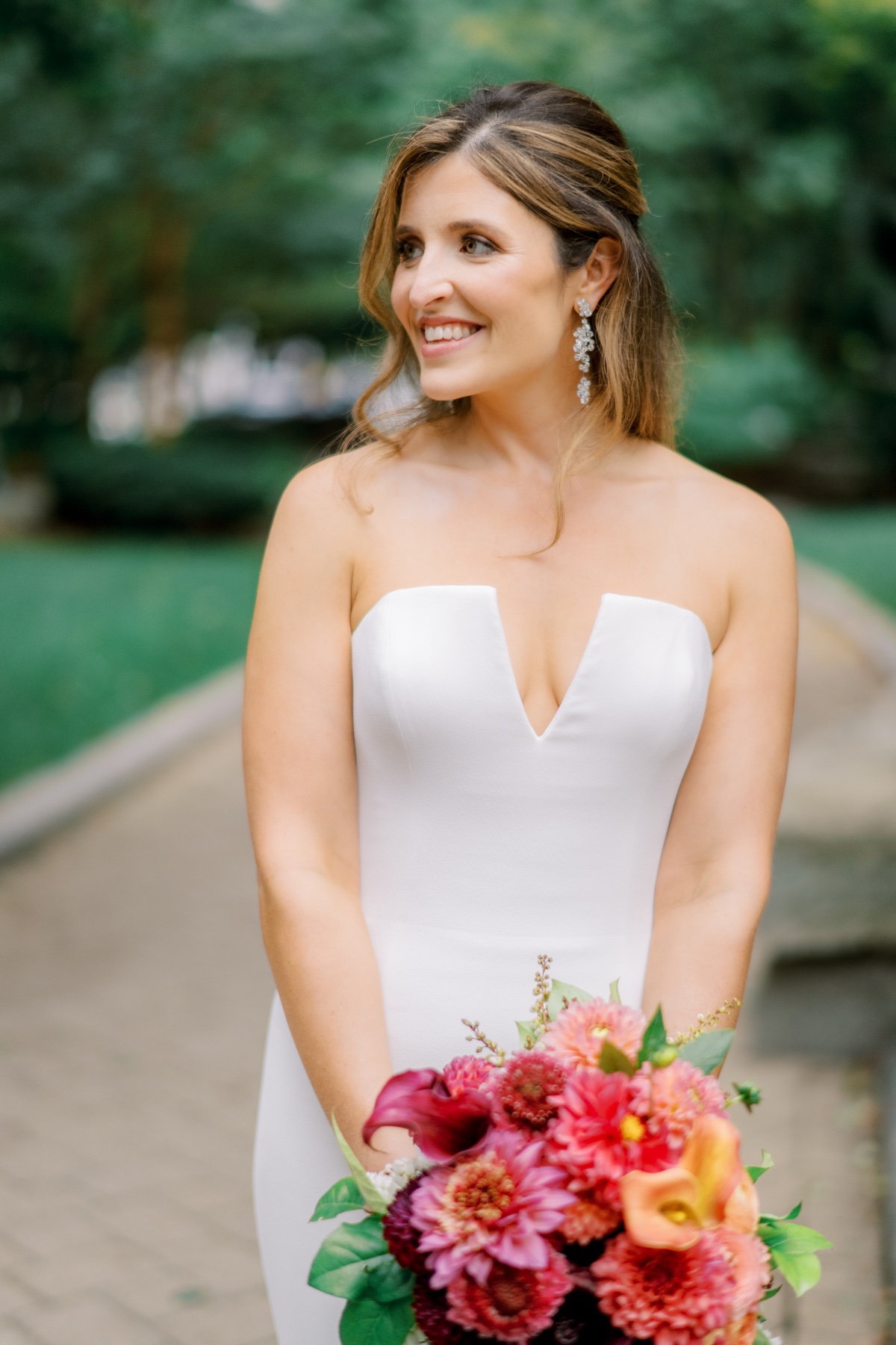 strapless crepe wedding dress