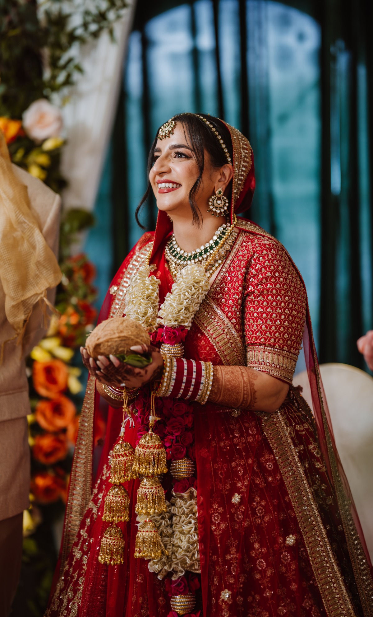 red indian bride lengha