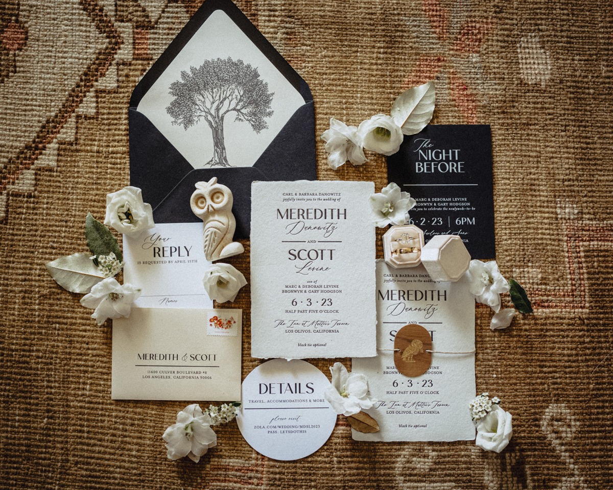 black and white contemporary wedding invitations