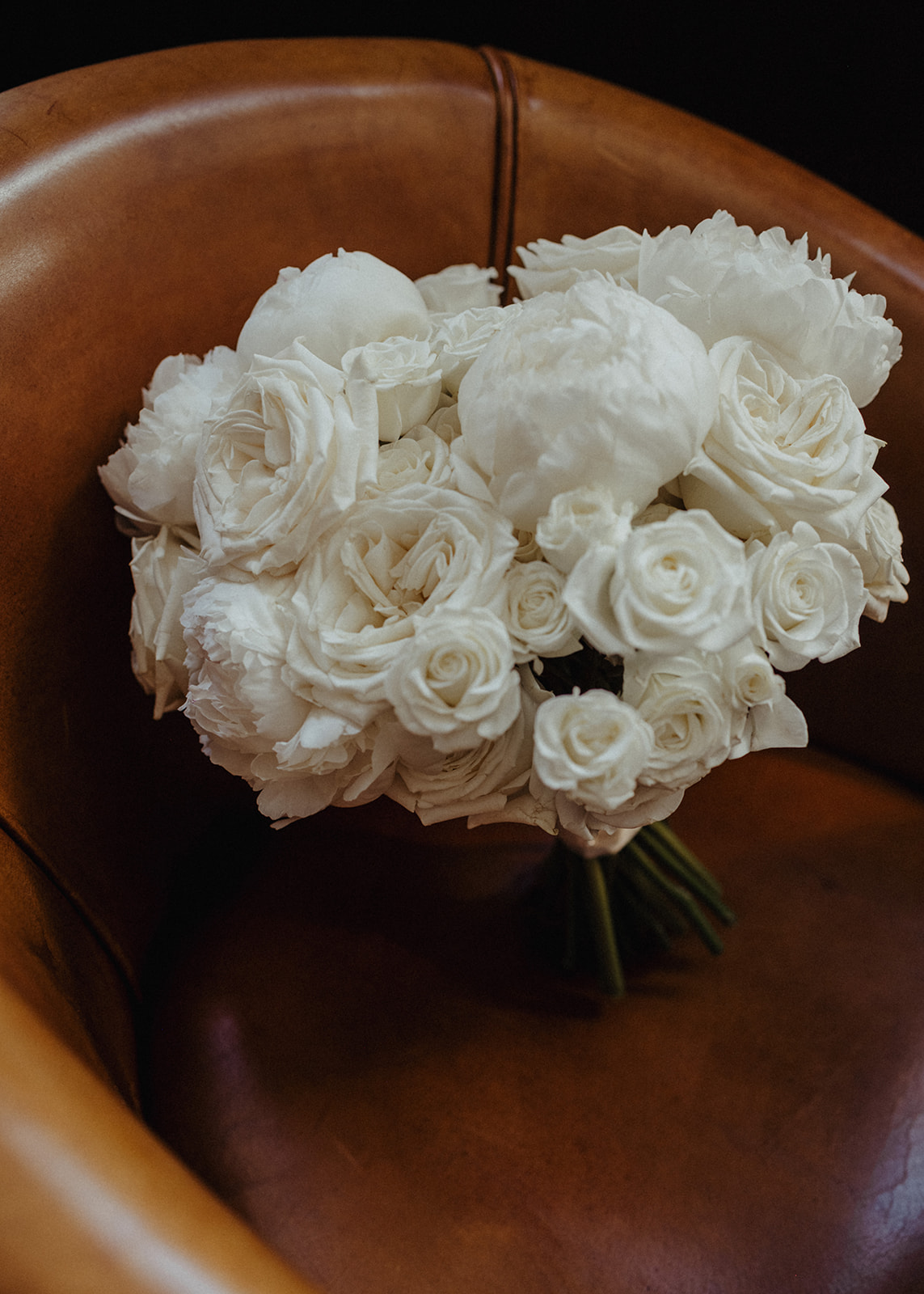 large white rose and peony bouquet