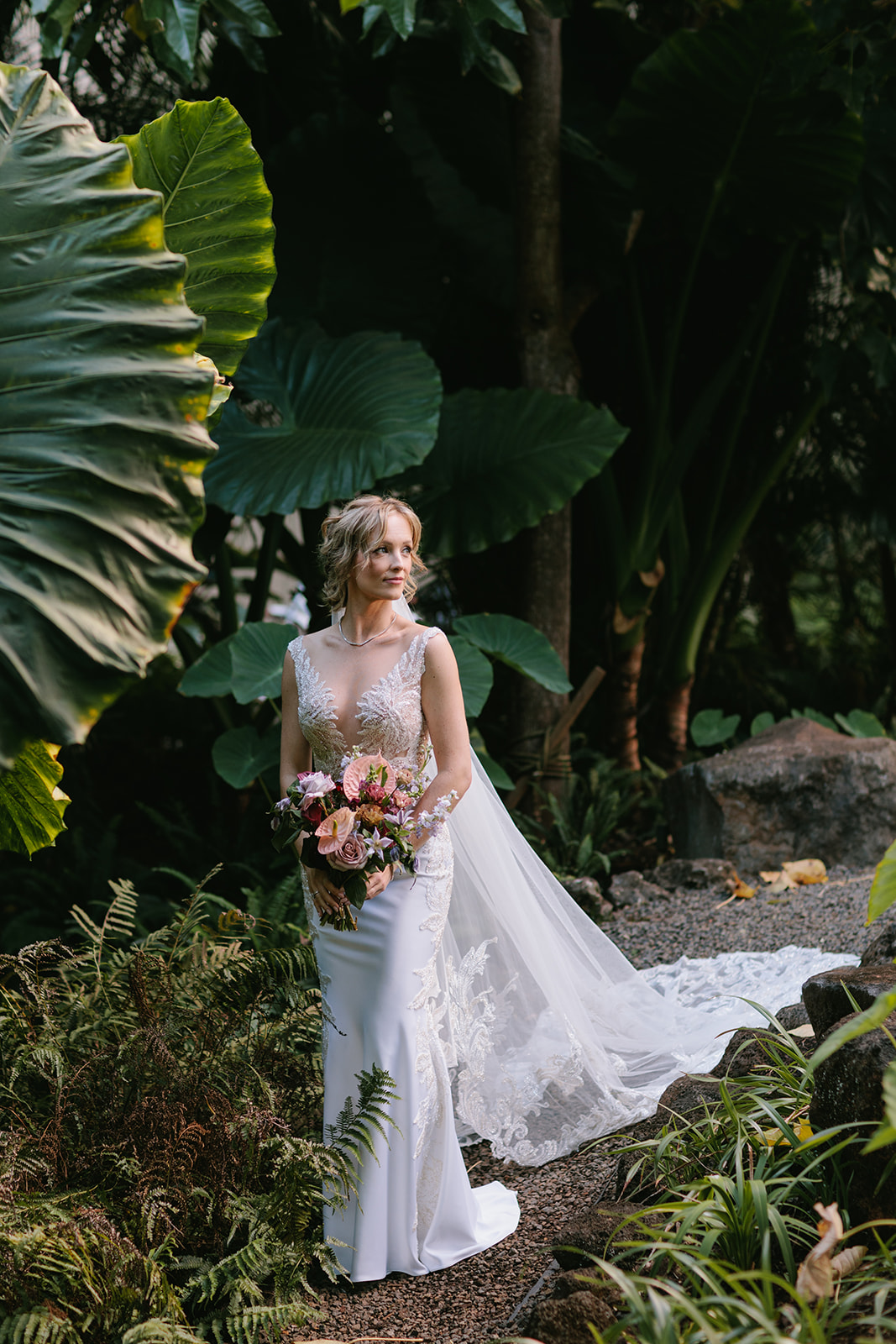 muted tropical bouquet
