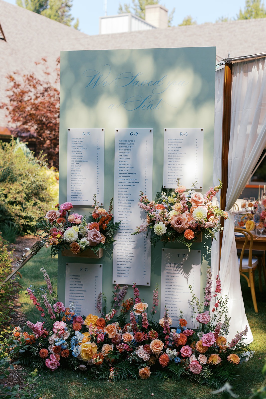 pastel wedding escort display