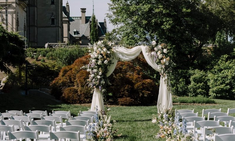Pastel wedding at biltmore estate with an elegant tented reception