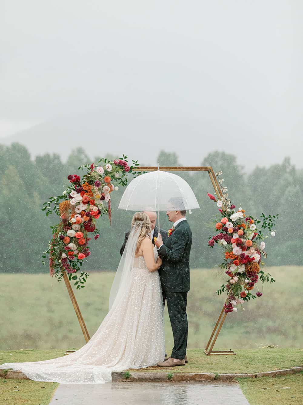 Rainy Day Mountain Wedding Bold Color