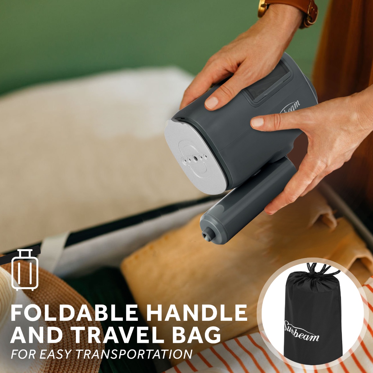 ad image of person holding steamer