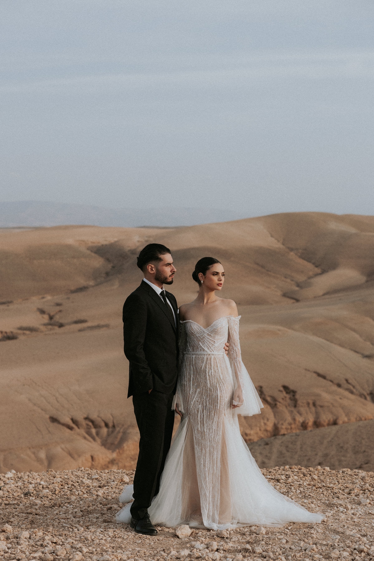 bell sleeve wedding gown