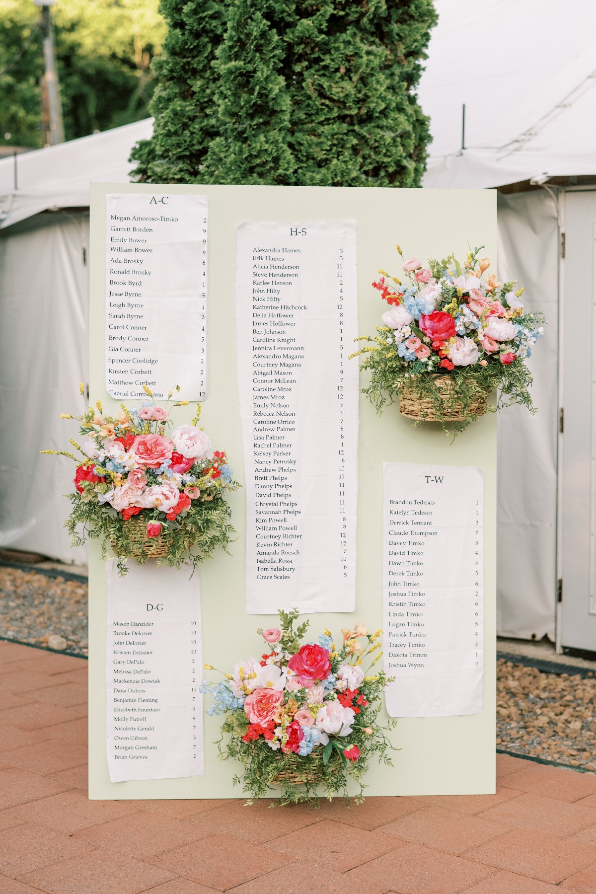 garden party inspired seating chart