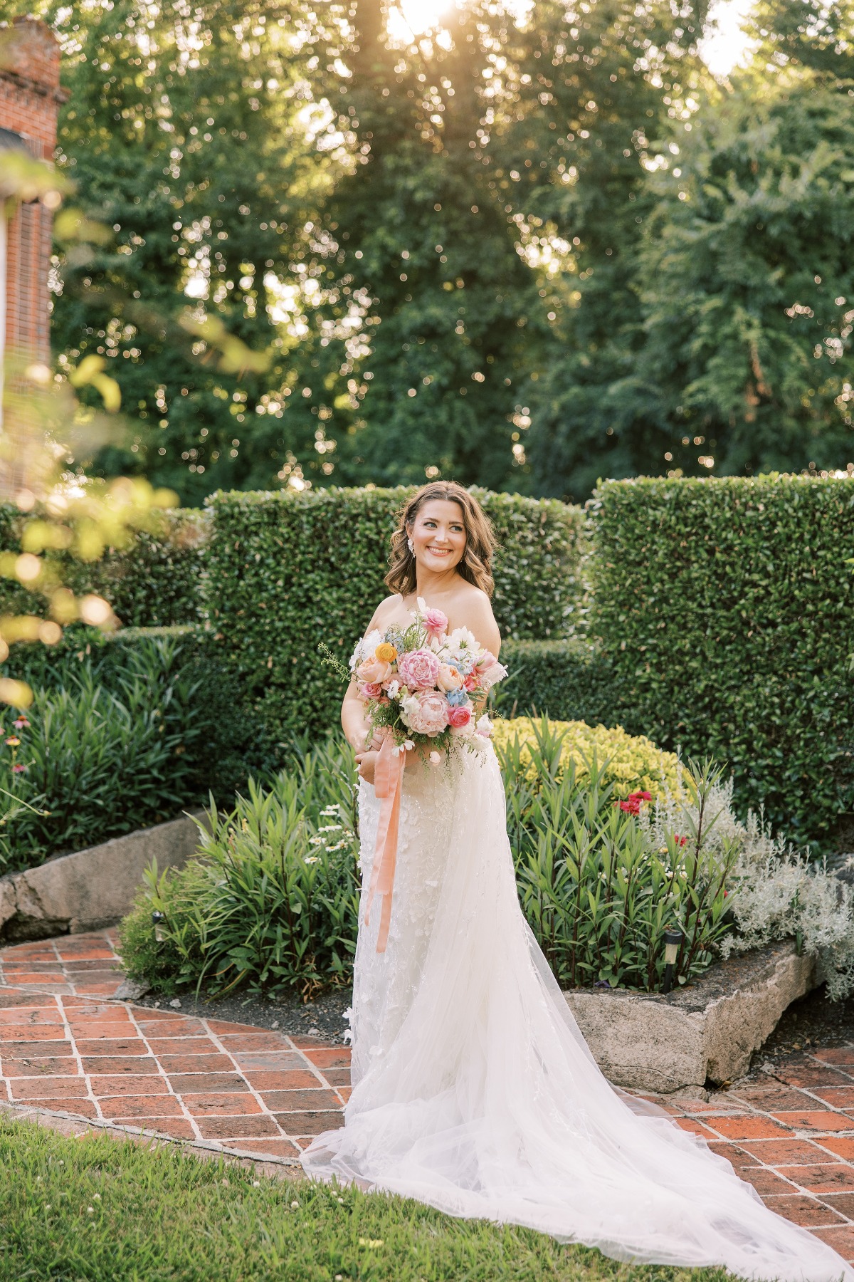floral applique wedding dress for garden party wedding
