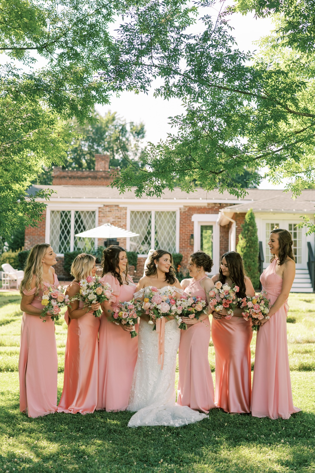 pink satin bridesmaid dresses
