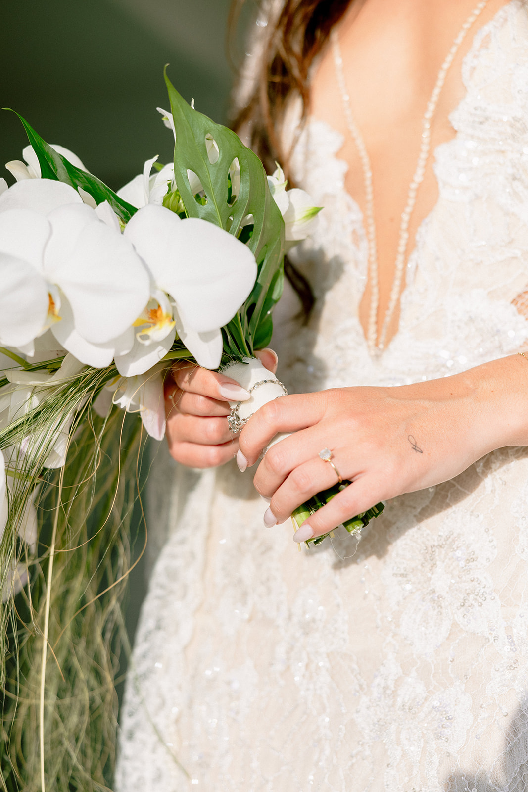 galia lahav bride with orchid bouquet