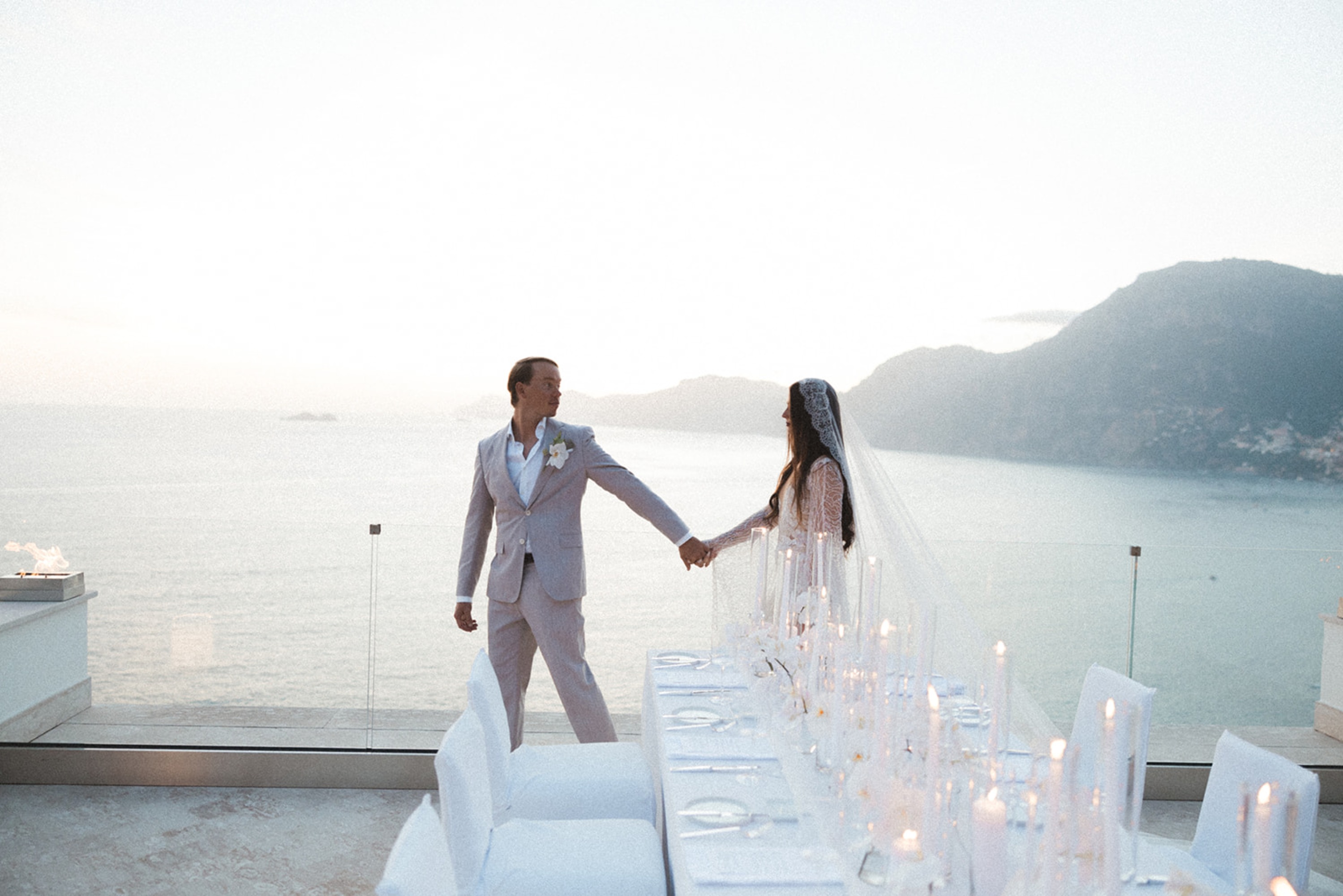 bride on rooftop in galia lahav dress