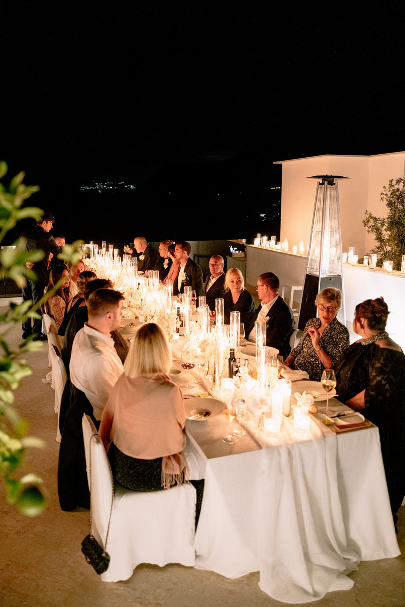 almafi coast wedding reception with bride in galia lahav