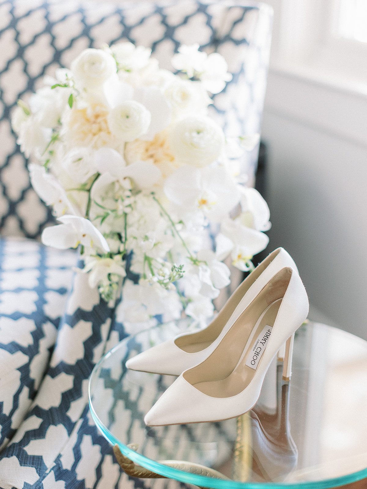 white rose and orchid bouquet
