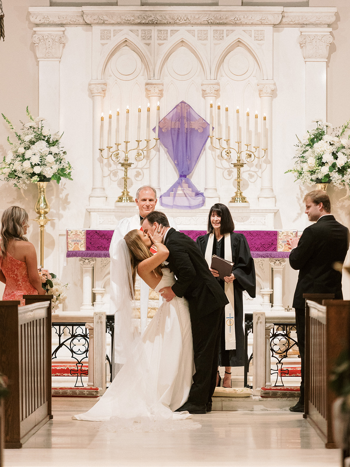 tall white and greenery floral arrangements