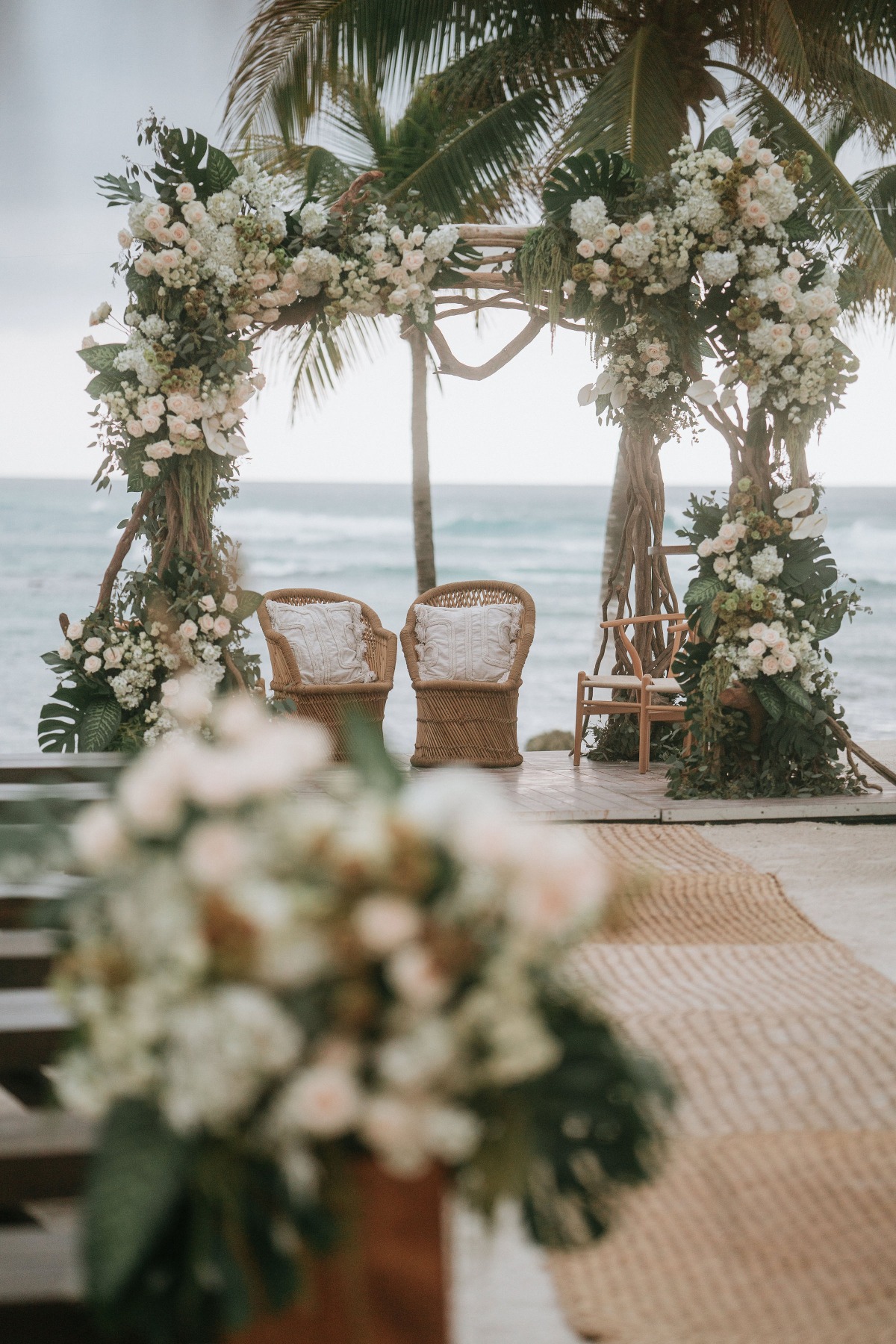 tropical vine and floral chuppah