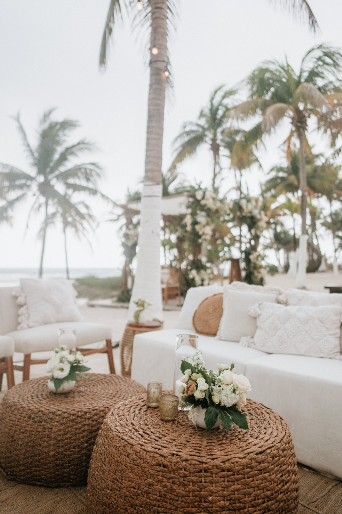 white beach lounge for wedding