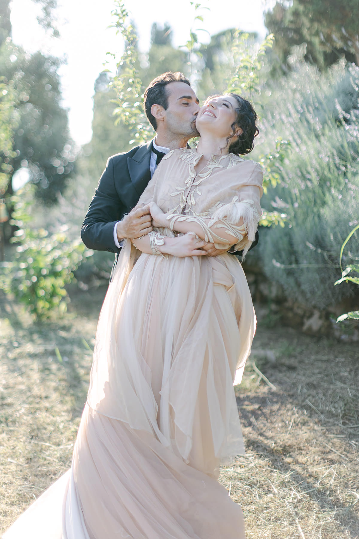 feather trimmed wedding cape