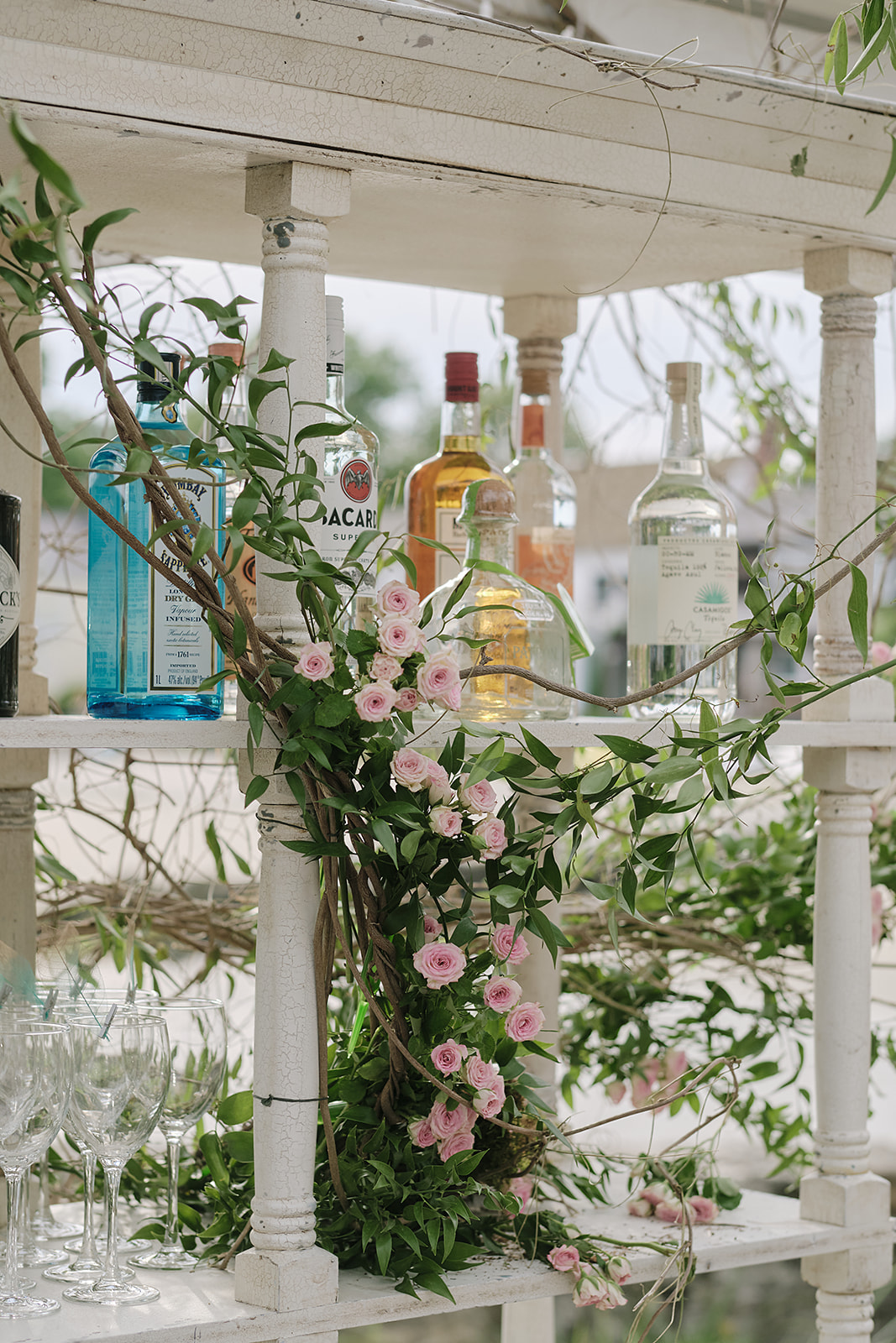 wedding bar wrapped greenery