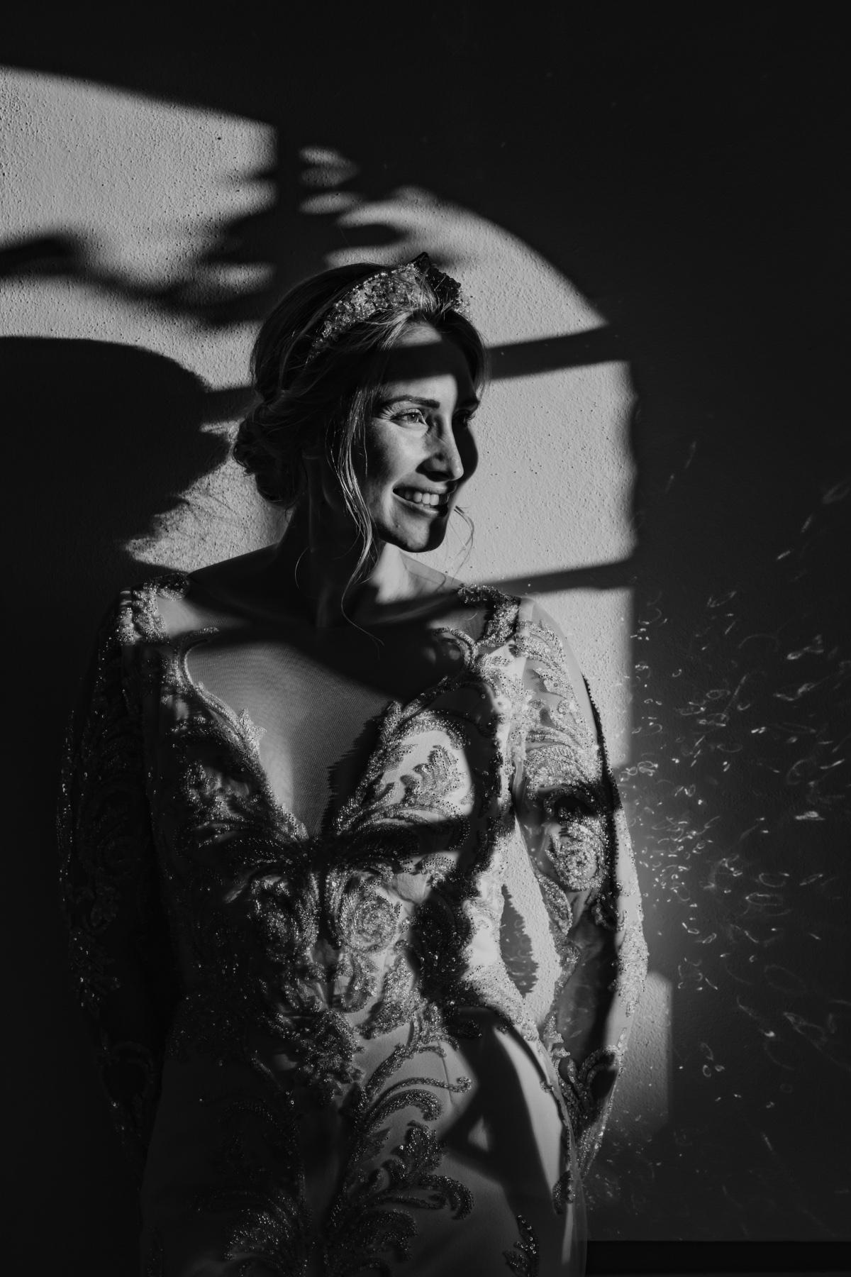 moody black and white wedding photos