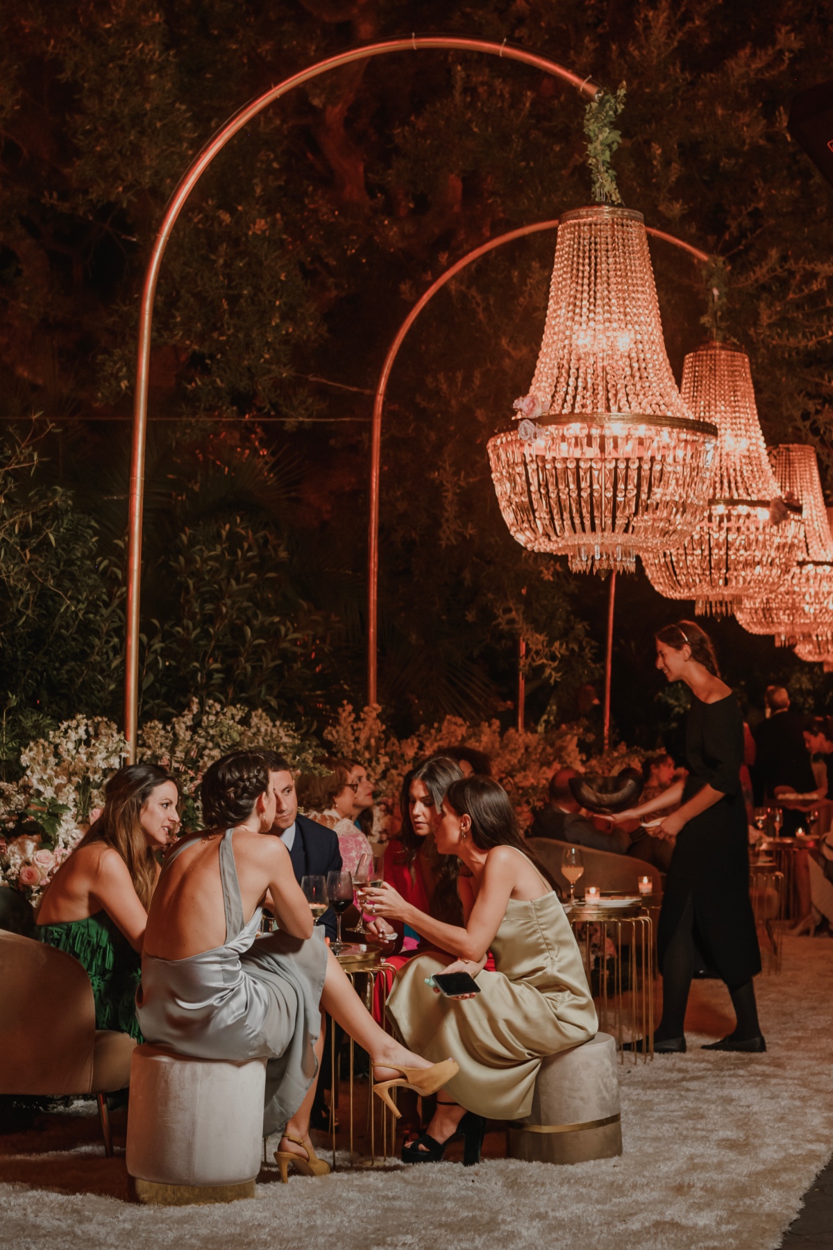 red lighting for outdoor wedding