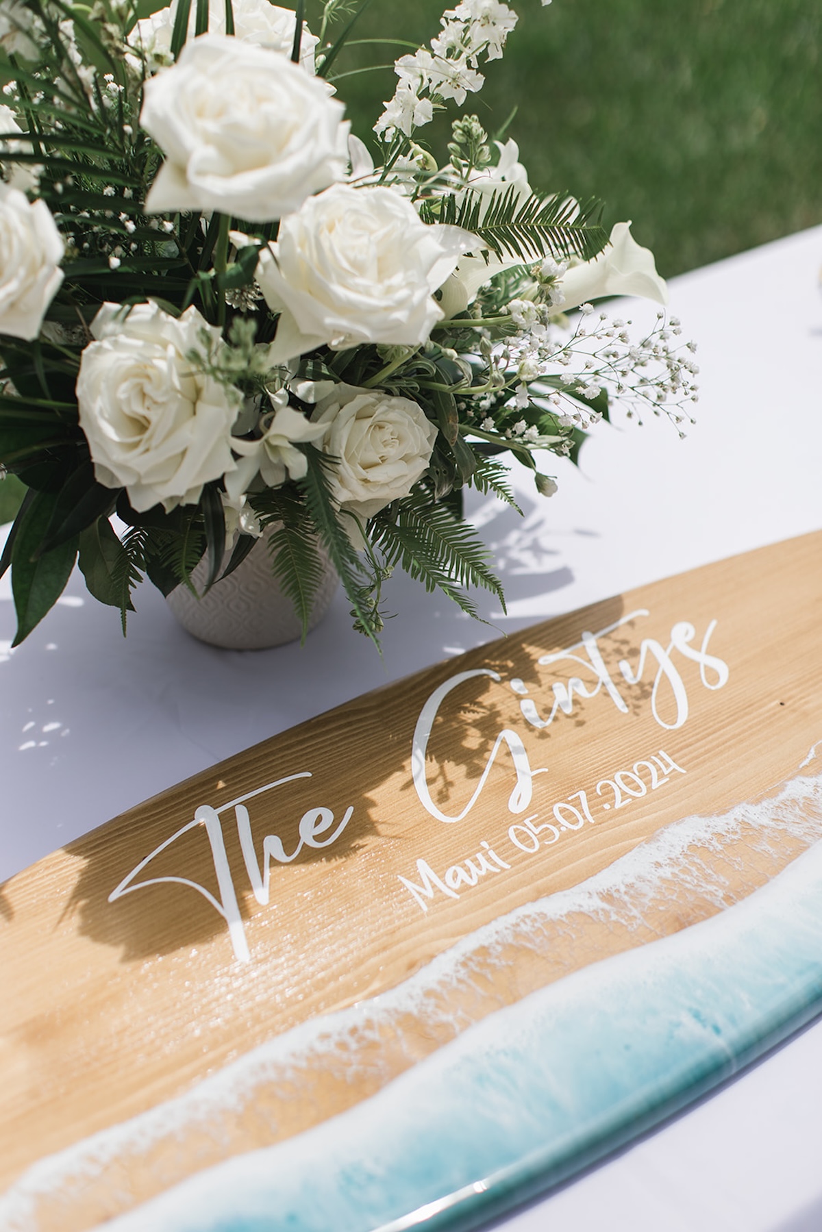 custom surfboard guestbook for wedding