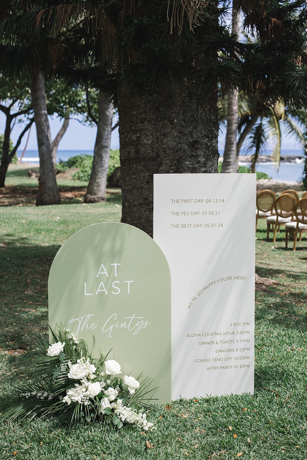 sage and ivory wedding signs