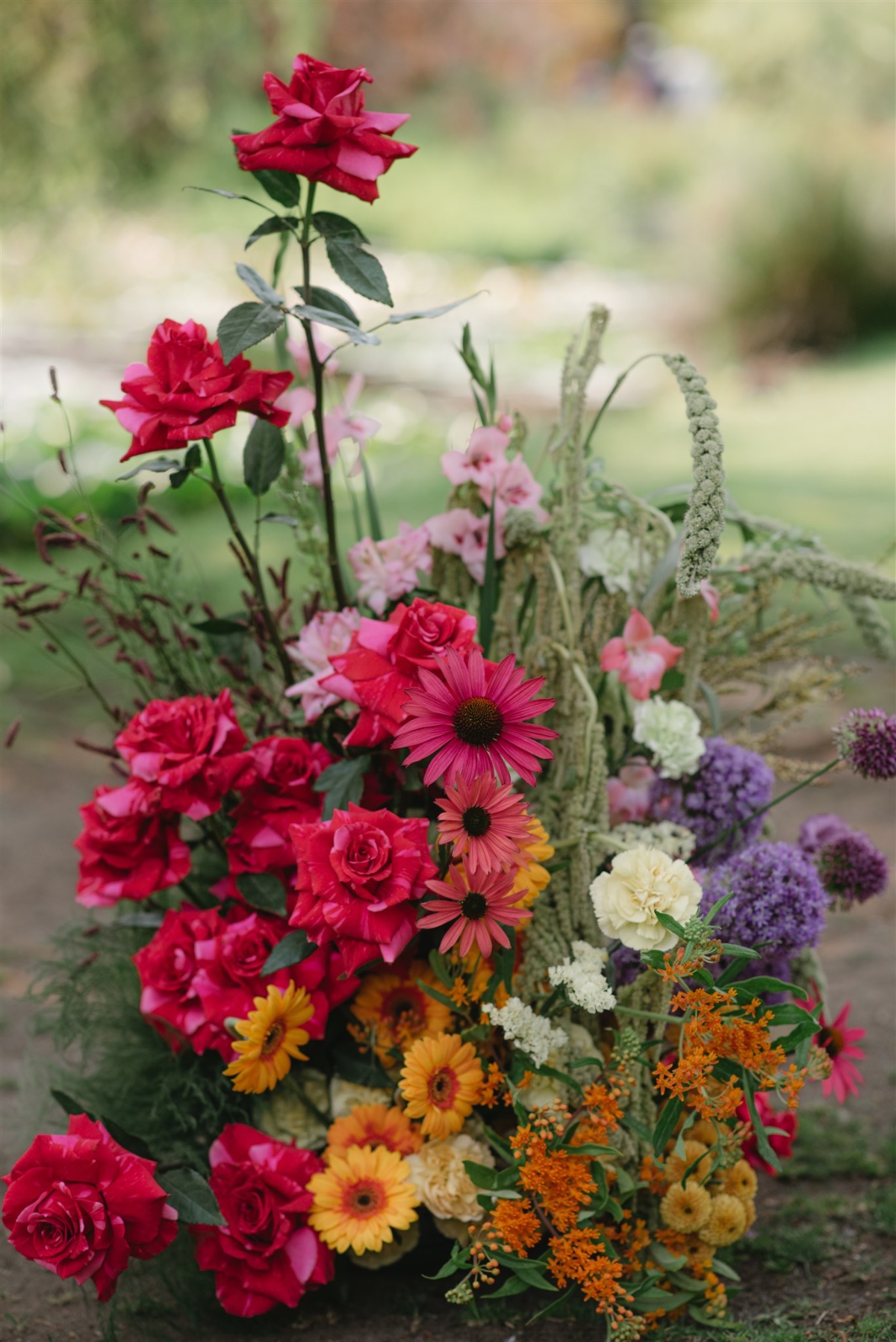 tall and short stem wildflower wedding flowers
