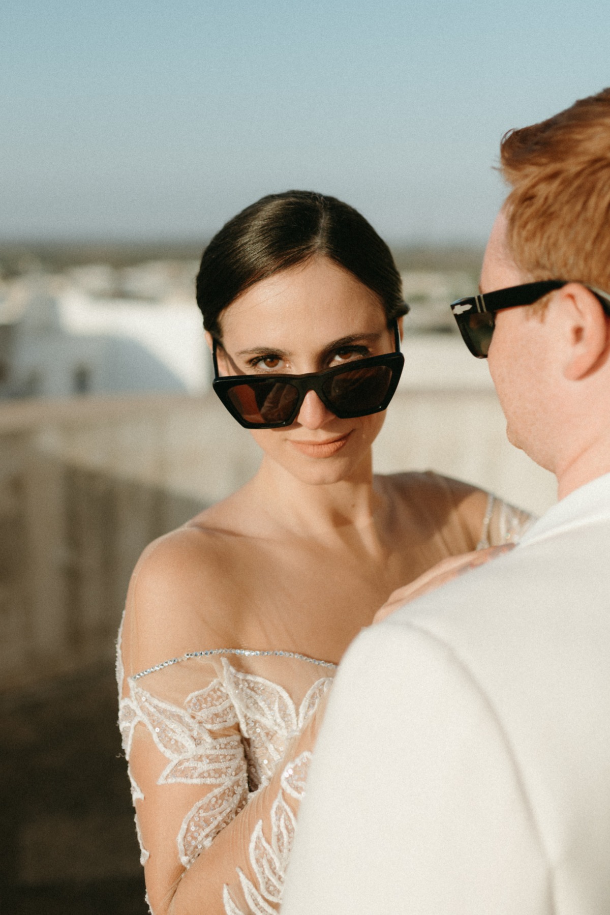 bride with sunglasses