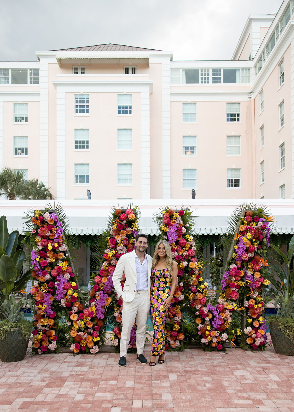 wedding initials floral installation