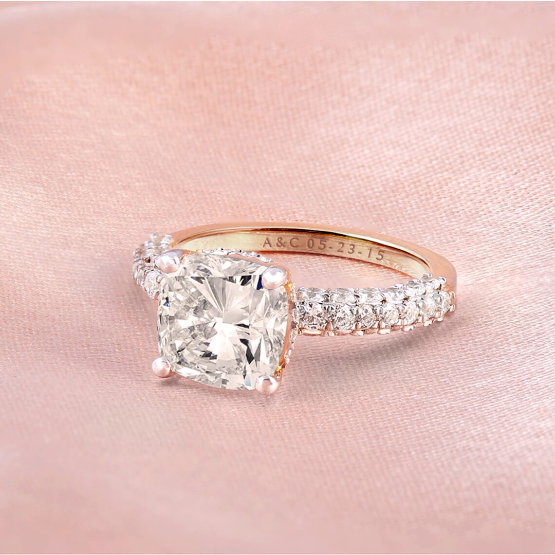 cushion cut diamond engagement ring by friendly diamonds