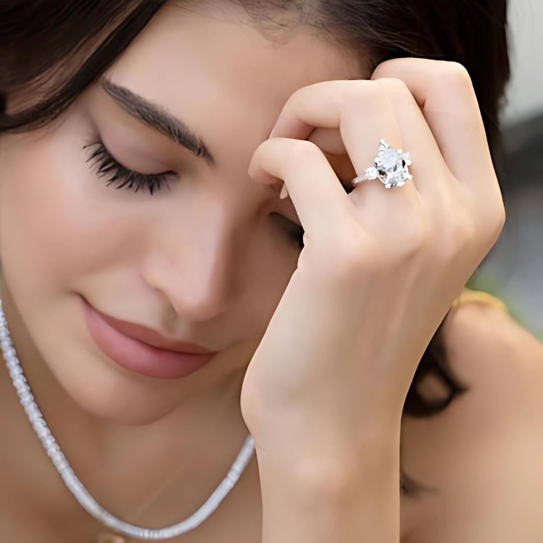 large pear shaped diamond engagement ring by friendly diamonds