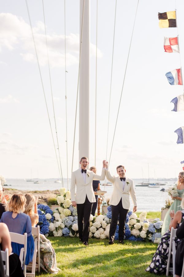 A Coastal Chic Wedding at the American Yacht Club Honoring a New England Summer Love Story