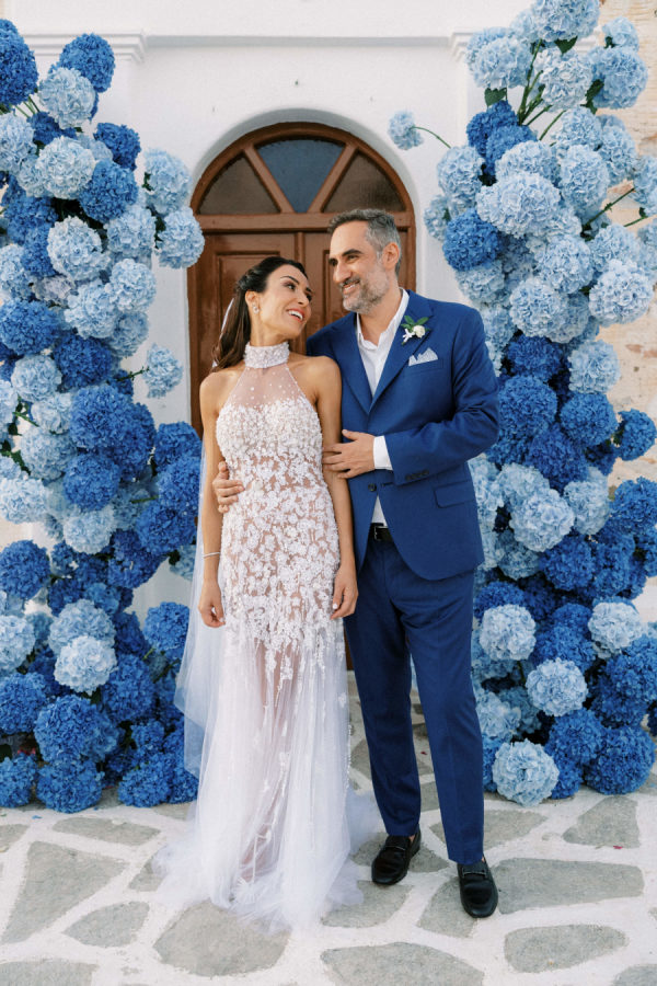 A Modern Island-Chic Celebration Awash in Aegean Blue and Sunset Pinks on Paros